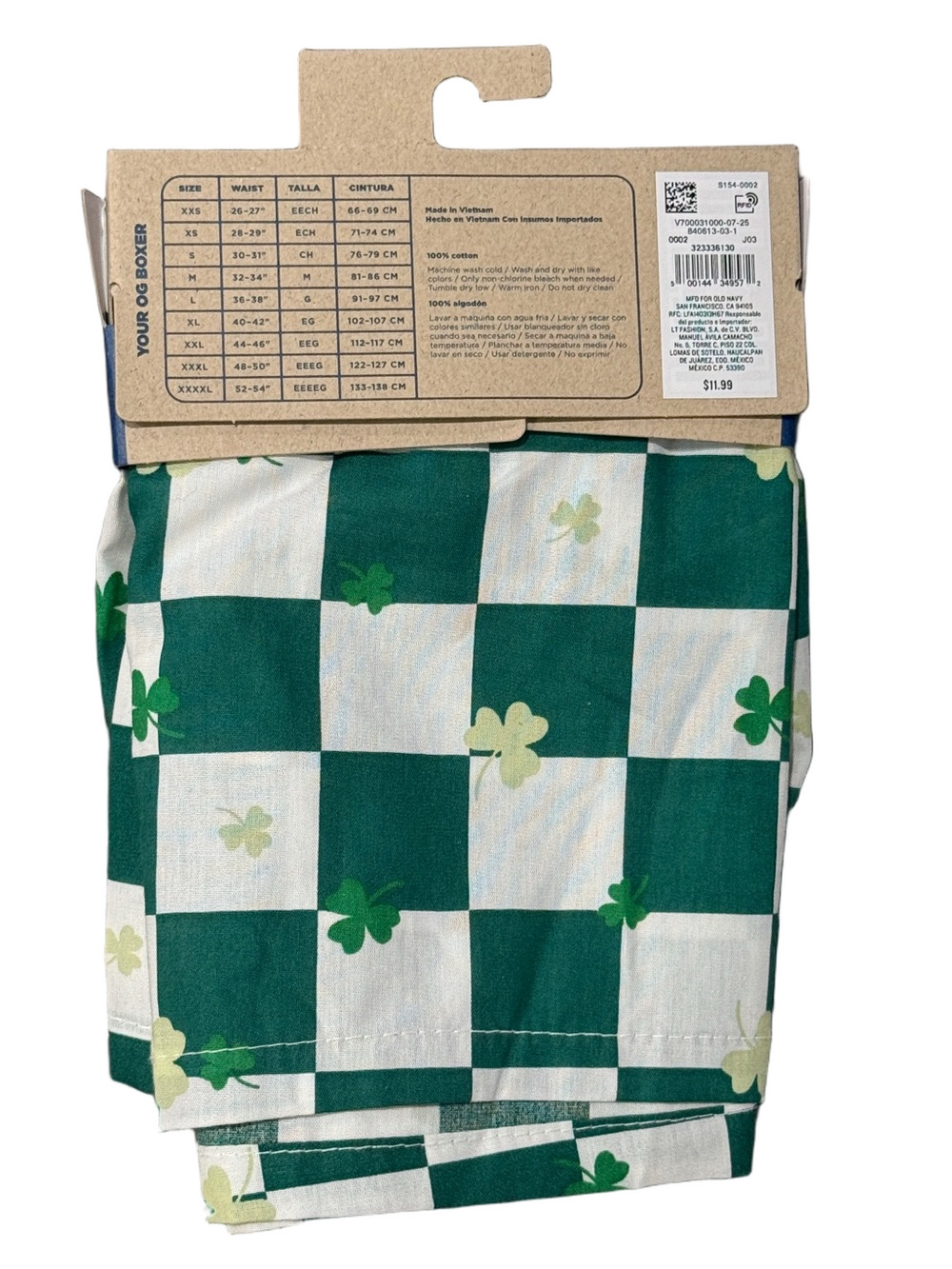 Mens Irish Shamrocks Checkerboard Boxer Shorts - Size Medium - Old Navy - NWT - Picture 2 of 2